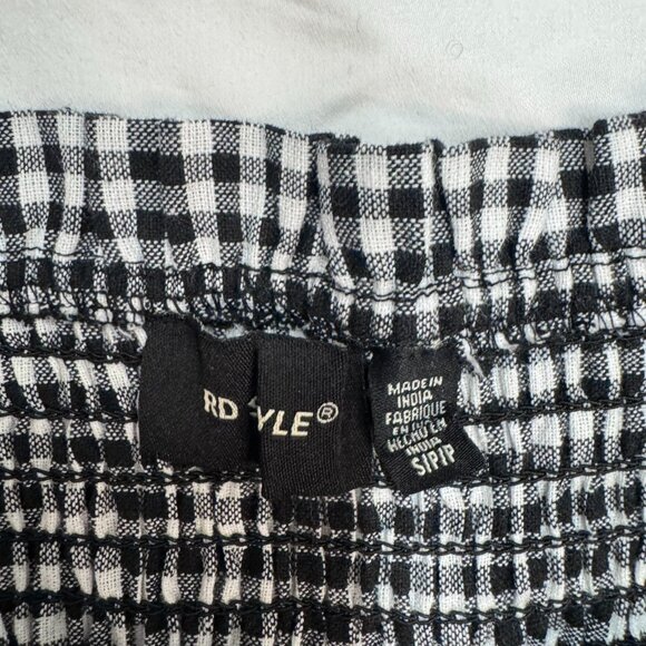 NWT RD Style Sarida Shirred Gingham Mini Dress Black White Size Small - Picture 5 of 6